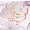 26 Letter Rose Gold Silver Gold Color Knot Heart Bracelet Bangle Girl Fashion Jewelry Zinc Alloy Round Pendant Chain & Link Bracelets GB1570