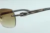 Outlet d'usine Dernier A8-B3524012 Diamond Natural Natural Black Horn Diamond Lens Sunglasses Fashion Hommes et femmes Lunettes de soleil sans limites 213A