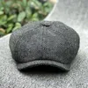 Newsboy Kapelusze Wełna Tweed Octagonal Dla Mężczyzn Szary Brązowy Gatsby Berets Cabbies Headpiece Beret NZ108