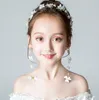 Bellezza Fiori oro/bianchi Copricapo per bambina Copricapo per bambina Fasce per bambina Tiara nuziale per ragazza/Corona Accessori per bambini H323012