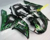 Motorcyklar Cowlings för Yamaha YZF R6 1998 1999 2000 2001 2002 YZFR6 YZF-R6 Green Flames Black Bodywork Fairing Kit (formsprutning)