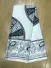 5 yards / pc 아름다운 흰색 쉬폰 실크 패브릭과 좋은 인쇄 된 패턴 아프리카 부드러운 새틴 레이스 원단 드레스 LG3-6
