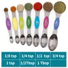 7pcs/set Magnetic Measuring Spoons Set with Leveler Stainless Steel Double-Sided Measuring Spoons Set for Cooking Baking