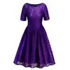 Lace Short Cocktail Dresses with Short Sleeves 2020 Scoop Neck Women Party Dress Purple Red Royal Blue Navy Blue