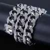 Männer Frauen HipHop Miami Kubanische Kette Halsketten Top Qualität Kupfer Mikroeinsätze Weißer Diamant Bling Bling Iced Out Schmuck 14MM 18"/22"