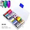 Na060 10 stks / set Nail Art Sticker Nail Folie Laser Design Nail Sticker 15 stijlen Sky Star Decal Manicure Decoratie DIY