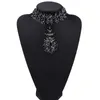 Partihandel - Designer Luxury Golden Glittering Crystal Zircon Exagted Flower Pendant Sweater Choker uttalande halsband för kvinna 4 färger