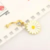 Sexy Gouden Bloem Dangle Belly Rings Chirurgische Stalen Navel Belly Button Ringen Oorbar Tragus Body Piercing Sieraden