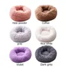 Round Pet Bed Cat Dog Winter Warm Slaap huis Wasbaar Lang pluche Dog Kennel Cat Bed Kennel Nest Vouwbare puppykussenmat 201225