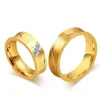 Unieke Alliantie Anel Ouro Titanium Promise Bruiloft Paar Ringen voor Mannen en Vrouwen Goud Kleur Engagement Sieraden Party Gift VR325