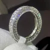 2020 Sparkling smycken Sterling Sier White Topaz Cz Diamond Gemstones lovar kvinnor Bröllopsengagemang Band Ring för älskare gåva