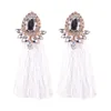Hurtownia-moda Luksusowy projektant przesadzony Vintage Piękne błyszczące diamentowe kryształowe długie błękitne tassel stadniny kolczyki dla kobiet