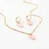 2020 Butterfly Pendant Necklaces And Earrings Set For Women Girls Fashion Pink Gold Necklace Elegant Choker Fashion Sweet Jewelry Gift