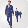 New Arrival Dwie przyciski Blue Wedding Groom Tuxedos Notch Lapel Groomsmen Men Suits Prom Blazer (kurtka + spodnie + kamizelka + krawat) W74