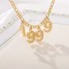 English Number necklace women Custom Birth Year Necklaces 1989 1999 Men Custom Digital Chain stainless steel gold necklace