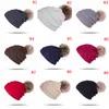 Women Beanies Autumn Winter Knitted Skullies Casual Outdoor Hat Solid Ribbed Beanie with Pom Girls Hats OOA2717