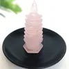 Hela naturliga Pink Crystal Pagoda Wenchang Tower Hand Carving Decoration Buddhist Healing Natural Quartz Crystal Crafts1963465