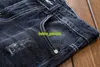 Neue Mens Jeans-Mann-Mode-Loch-Flecken Gerade Personality Tide Mens Jeans Fashion Stylist Sommer Hose Dark Blue