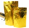 Multiple sizes Gold Stand Up Aluminum Foil Zipper Food Packing Bags Valve Reusable Mylar Clear Window Storage Packaging Pouch