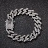 15 мм 3 цвета Персонализированные золотые серебряные хип-хоп Bling Diamond Cuban Chain Bracte для мужчин синий черный белый Bijoux Mens цепи ювелирных изделий