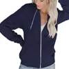 Kvinnors Tröjor Kvinnor Höst Långärmad Fullständig Zip Hoodie Jacka Solid Färg Grundläggande Sweatshirt Casual Hooded