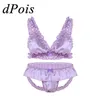 2Pcs Male Underwear Set Bra Top and Bare Bum Briefs Men Erotic Underpants Soft Frilly Lingerie Sissy Cross Dress Sexy Costumes LY191222