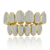 griglia a dente singolo Bretelle diamantate Denti da vampiro Hip Hop Personalità Zanne Denti Oro Argento Denti Donna Griglie dentali Gioielli