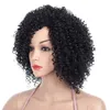 Perruques 1B Black Afro Curly Wigs pour femmes partie latérale Synthétique CHEVEUR CHELS CHEUR FULLE CHEUR AMÉRICAU