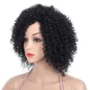 1b Black Afro Pelucas rizadas para mujer Parte lateral Sintético Peluca de pelo corto Resistente al calor Resistente al calor Pelo natural