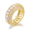 Punk Hip Hop Large Men Ring CZ Stone Geometric Iced Out Finger Rings for Women Anello da campionato color oro
