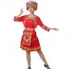 Asia Traditional Women Hmong Miao clothing ethnic costume Retro red Ceremony Dress festival stage performance wear