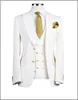 Beige Bruidegom Tuxedos Piek Revers Groomsmen Mens Trouwjurk Uitstekende Man Jacket Blazer 3 Stuk Suit Custom Made (Jacket + Pants + Vest + Tie) 686