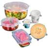 Keukengereedschap 6 stks / set Universele Siliconen Zuiglid-Kom Pan Cooking Pot Lid-Silicon Stretch Deksels Fruit Cover