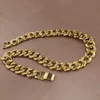 Iced Out Bling Rhinestone Chains Silver Golden Finish Miami Cuban Link Chain Necklace 15mm Mens Hip Hop Necklace Jewelry 16 18 20 2656