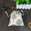 Happy Tree Printed Linen Jewelry Gift Pouch 9x12см 10x15см 13x17 см. Пакет 50 вечеринок Candy Fair Sack Jute Bag266rr
