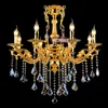 Gold Crystal Chandelier Lighting Fixture 8 Arms Classic Metal Chandelier Crystal Lustre Hanging Lamp for Foyer MD8676 D31.5 inch H32.2 inch