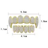 18K Real Gold Punk Hiphop Dental Mouth Grillz Braces Bling Cubic Zircon Rock Vampire Teeth Fang Grills Braces Tooth Cap Rapper Jew9825495