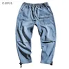 Elastic Drawstring Casual Jeans Men Biker Slim Denim Pants Cotton Mens Waist Harem Jogger Clothes1