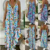 Kadın Kolsuz Bohemian Uzun Maxi Elbise Yaz Plaj Parti Sundress Rahat Tatil Baskı Elbiseler Artı Boyutu