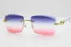 Volledige randloze bril Witte Azteekse zonnebril Metal Mix Arms 3524012 Zonnebril Unisex cat eye-zonnebril Smalle oranje lens C 297j