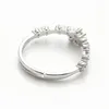 Dangle Pearl Ring Mount Blank smyckesfynd 925 Sterling Silver Zircon för DIY Making 5 Pieces5941567