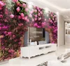 壁画壁紙3 dピンクのバラの花ロマンチックな美的3 dリビングルームの寝室の背景壁の装飾の壁紙
