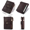 KAVIS 100% Genuine Leather Wallet Men Crazy Horse Wallets Coin Purse Short Male Money Bag Quality With Chain Walet Small