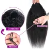 Kinky Straight Ponytail Human Hair Remy Brazilian Drawstring Ponytail 1 Piece Clip In Hair Extensions 1B Pony Tail
