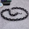 Black/Silver Tone Necklace Bracelet 316 Stainless Steel Byzantine Box Link chain Set Men Heavy Metal Punk jewelry 5mm 6mm 8mm