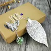 Lesezeichen, Geschenkbox, Anhänger-Set, Abschluss-Souvenir, Lehrer-Geschenk, Metallblatt, silbrig, einzigartiger Glücksbringer, Trockenblume, Hochzeit, Gastgeschenk