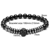 Mcllroy Bracelet Men skull steel stone beads luxury bracelets For Mens Crown Cz Zircon Man Bracelet Homme Jewelry Valentine Gift268f