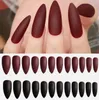 24Pcs / set Solid falsi Nails extra lungo lucido opaco Sharp Style Stiletto falsa del chiodo di Easy Apply Artificiale Faux Ongles con colla