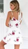 Fashion-Sexy Women Summer Dress Sexy Backless Sleeveless Suspender Dress White Women Causal Short Beach Printing Dress