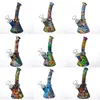 Silicone Bong 6.4 Inch Beaker Base Water Pipes cartoon printing 14mm female unbreakable bongs Silicone Downstem & Glass Bowl